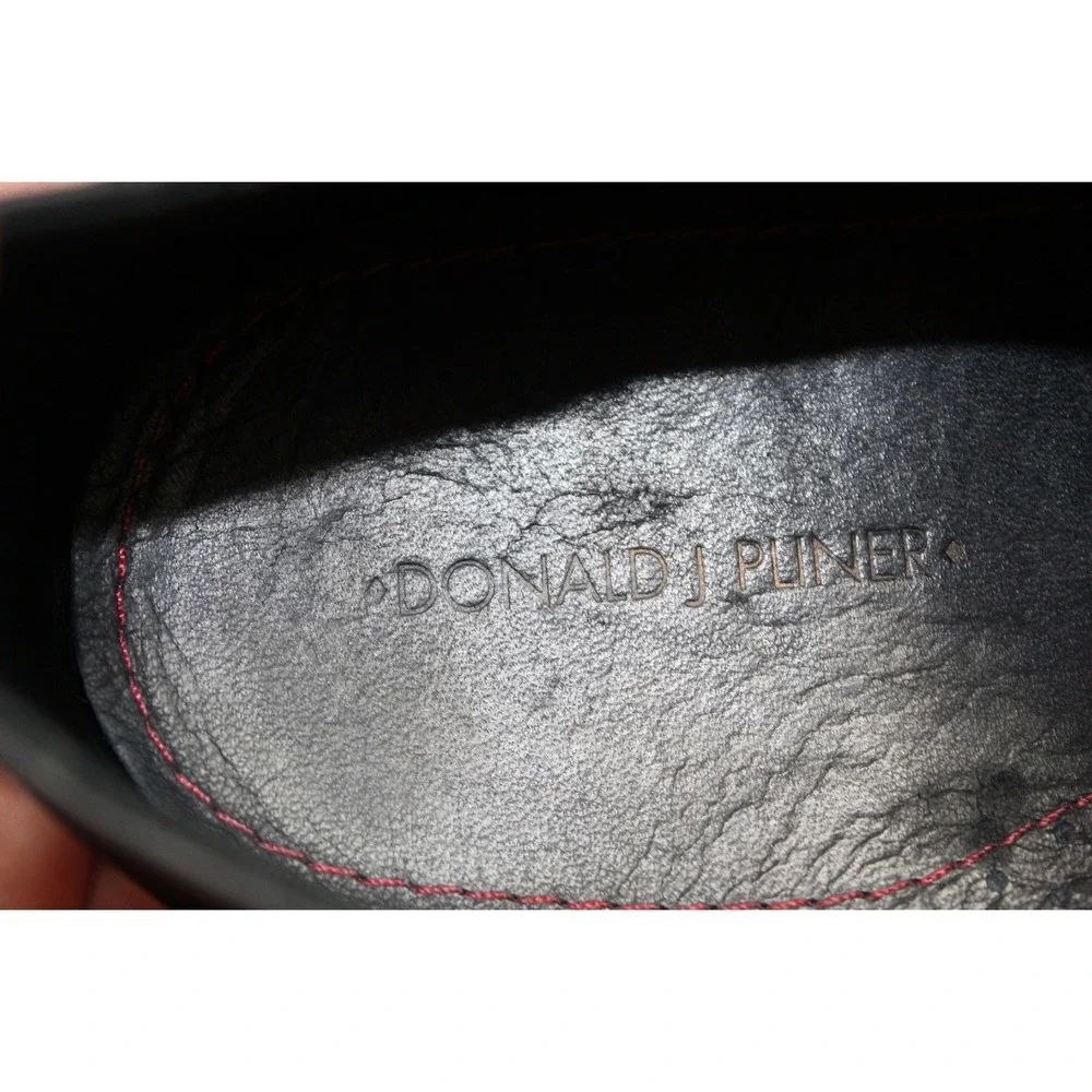 Donald J Pliner Mens Black Suede Red Contrast Cap Toe‎ Oxford Shoes Size 10